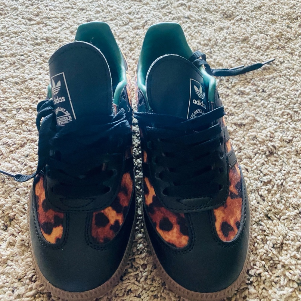 Adidas Black and Leopard Print Sneakers